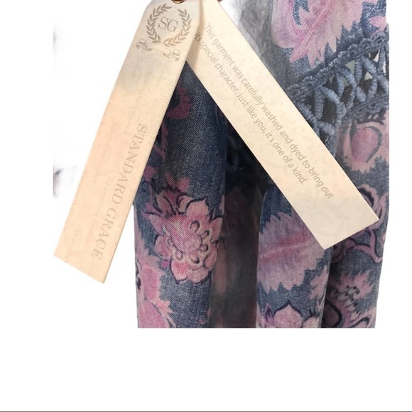 Standard Grace Floral Boho Blouse Chambray Lyocell oversized - Picture 7 of 8